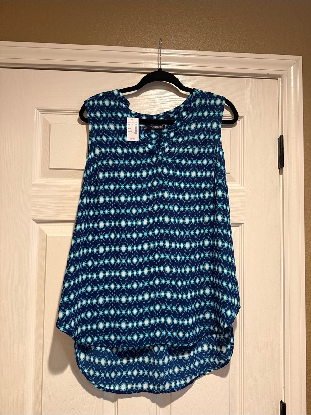 Maurices Blue Sleeveless Geometric Print Tank
